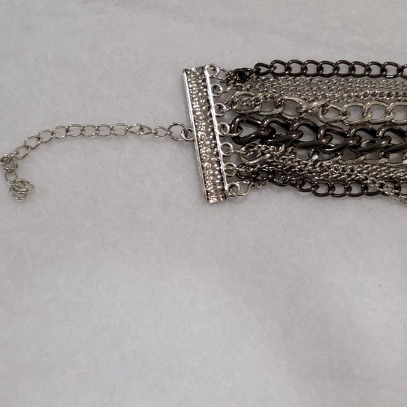 Silver tone multi chain bracelet - Picture 2 of 3